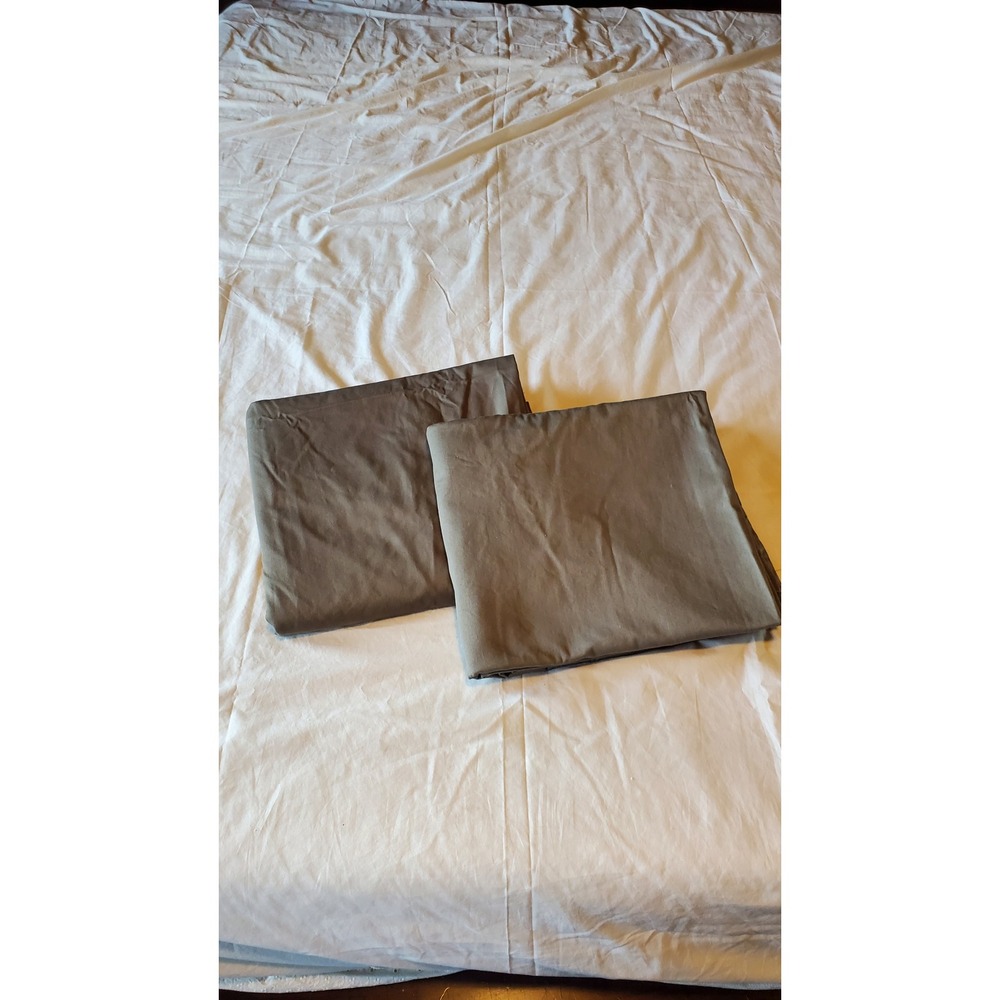 IKEA Merete Grommet Top Curtains Set of 2 Brown Olive 100% Cotton 57x98 13867